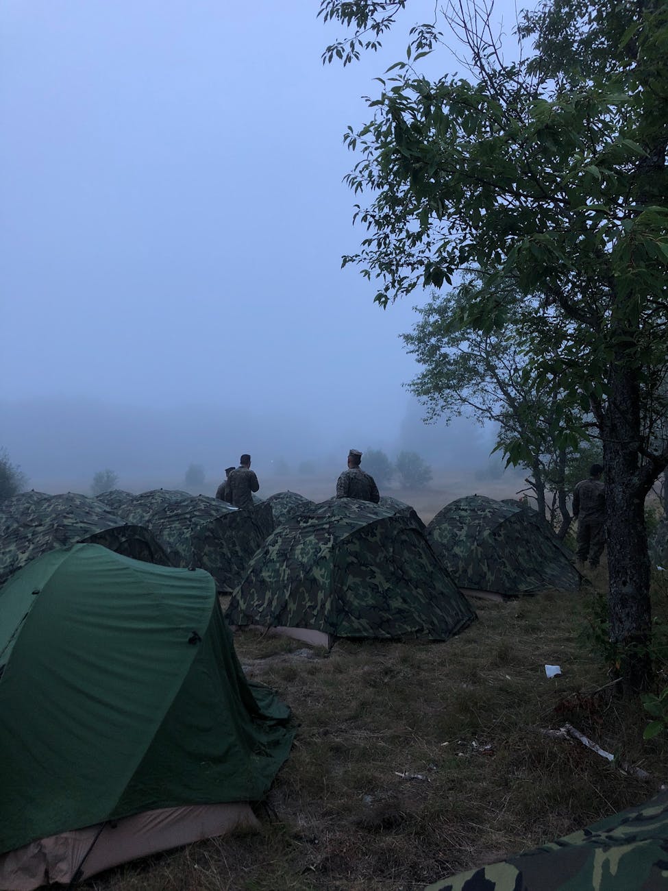 fog over soldiers camp